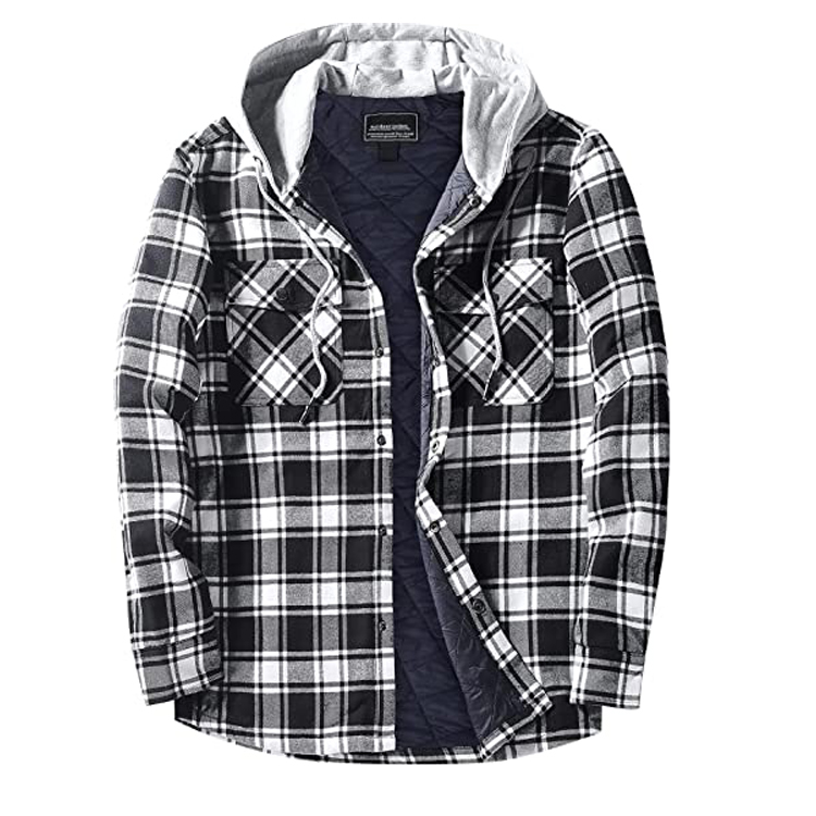 LASEN Plaid Hooded Sweat Casual Shirts For Men ST-095