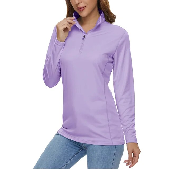 LASEN Women's Long Sleeve 1/4 Zipper Sun Protection Shirts